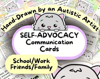 Autism Self-Advocacy Communication Cards, Adult Nonverbal Tool, Autistic Student Aid, Neurodivergent Children, Unmasking Autism Print