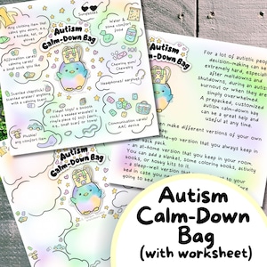 Autism Calm-Down Bag, Autistisch werkblad, Neurodivergent Zine, ASD-aarding, Calm Down Corner, Special Ed Teacher afdrukbaar, SLP download