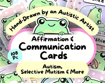 Frog Autistic Communication Cards & Affirmations, Printable Non Verbal Autism Adult AAC, Selective Mutism, Anxiety, ADHD, Kids Therapy Tool