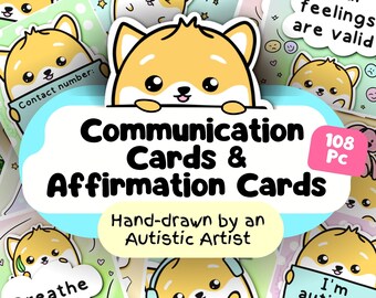 Adult Communication Cards and Affirmations, Autism ADHD Cards, Hidden Disability Lanyard Kit, Non Verbal Tool, AAC Board, Neurodivergent Aid