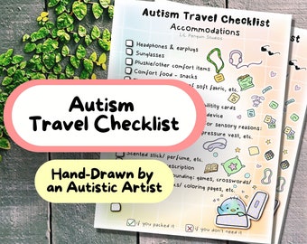 Autism Travel Checklist, Travel Packing List, Autistic Accommodations, Travel Planner, Autism Planner, Executive Function Help, Autism Aid