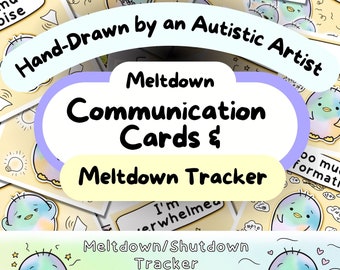 Meltdown Communication Cards/ Meltdown Tracker, Nonverbal Cards, Autism Printable Communication Cards, Adult/ Kids ASD Aids, AAC Binder PDF