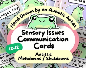 Frog Autism Communication Cards, Autistic Shutdown Aid, Meltdown Kit, Sensory Processing Disorder Tool, Visual Lanyard Printable, SLP Prints