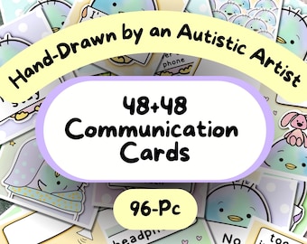 Communication Cards, Digital Penguin Themed NonVerbal Card, Cute Adult Autism Printable, AAC Board, Disability Lanyard, Selective Mutism PDF