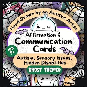 Ghost-communicatiekaarten, Halloween-pdf autistische affirmaties, niet-sprekende kit voor volwassenen, angst, autisme downloaden, hulp verborgen handicap