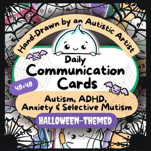 Ghost Autistic Communication Cards, Kids Halloween Autism Printable, Sensory Sensitivities AAC, SPD, Adult Selective Mutism Tool, SLP Prints