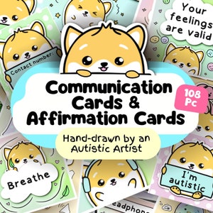 Adult Communication Cards and Affirmations, Autism ADHD Cards, Hidden Disability Lanyard Kit, Non Verbal Tool, AAC Board, Neurodivergent Aid