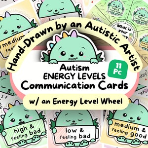 Autisme energieniveau communicatiekaarten & poster, Alexithymie, autisme gevoelens thermometer, neurodivergerende volwassen print, non-verbale ASD Kit