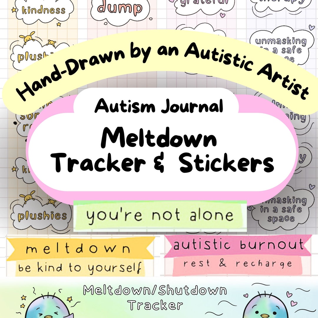 Meltdown Tracker and Autism Stickers for Planner/ Journal, Printable