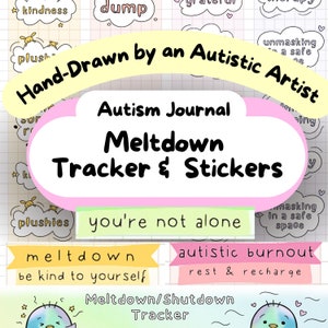Meltdown Tracker and Autism Stickers for Planner/ Journal, Printable Autism Planner Stickers, Kids ASD Aids, Autistic Adult Anxiety Relief