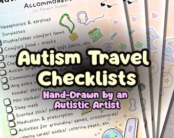 Autistic Travel Checklist, Vacation Packing List, Neurodivergent Accommodations, Holiday Autism Planner Spread, Adult Executive Function Aid