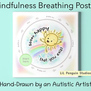 Ayuda para la ansiedad por autismo, póster de respiración, impresión de ejercicios de conexión a tierra, impresión de Calm-Down Corner, descarga de PDF sobre agotamiento autista, descarga de TEA