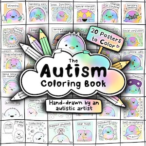 Libro da colorare sull'autismo, Attività sull'autismo, Regalo per l'autismo, Pagine da colorare per adulti stampabili, Set di poster sull'autismo, Giocattolo autistico, Sollievo dall'ansia per bambini