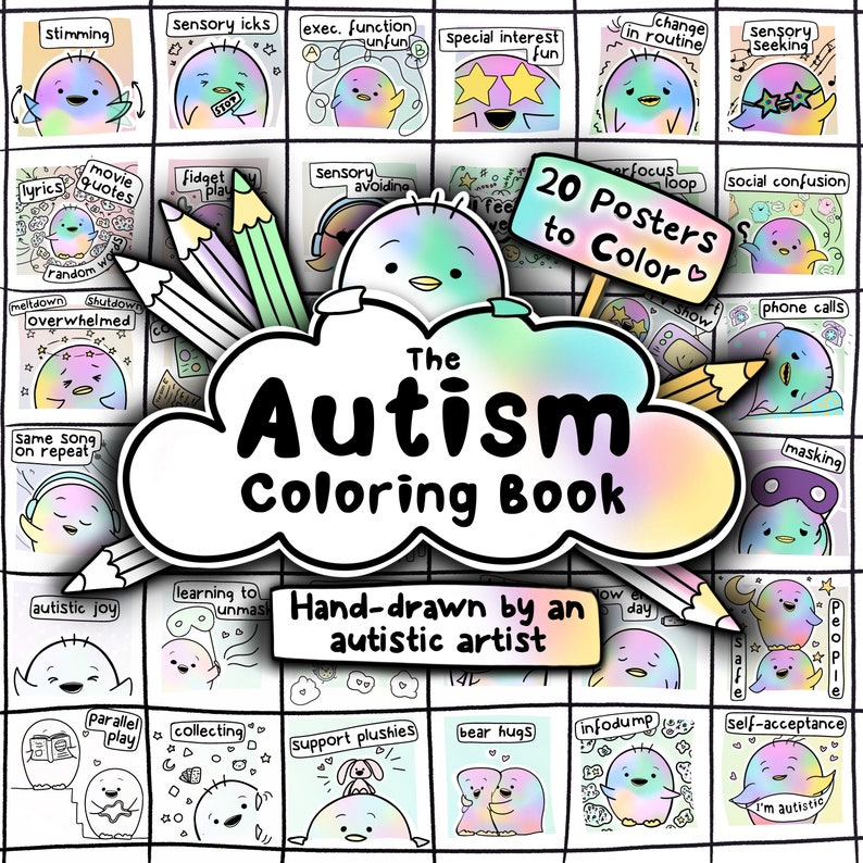 Autism Coloring Book, Autism Activities, Autism Gift, Printable Adult ...
