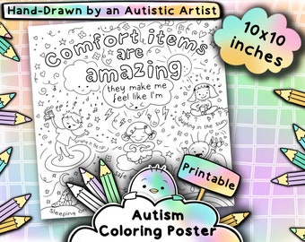 Neurodiversity Coloring Page, Plushie Lover, Autism Coloring Page, Printable Download, Autism Acceptance Digital File, Autism Activity Sheet