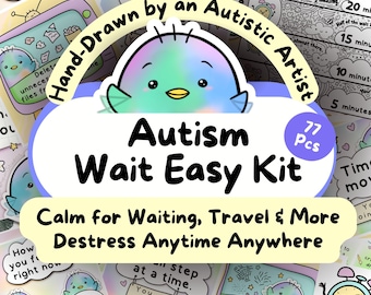 Autism Anxiety Relief Kit for Waiting and Travel, ASD Calming Cards, Autistic Self-Care Bundle, Sensory Overload Prints, Neurodivergent Zine