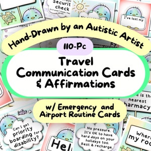 Cartes de communication de voyage, tableau de routine pour adultes, ensemble de cartes de voyage pour autisme, aide visuelle pour l'autisme, communication non verbale, planificateur de routine d'aéroport