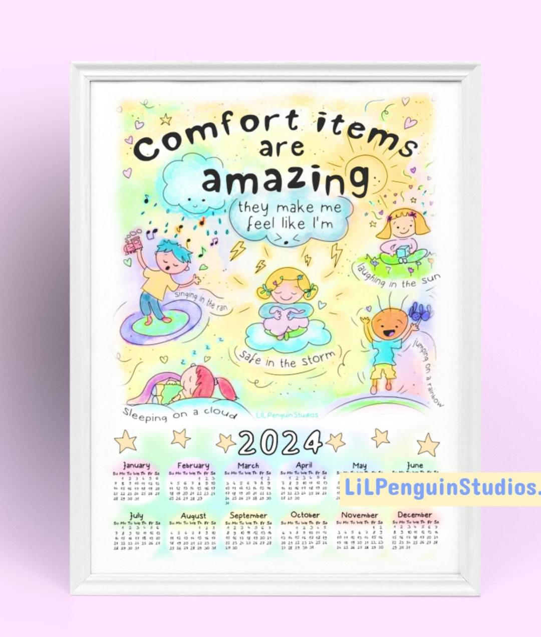 Neurodiversity 2024 Wall Calendar Handdrawn Yearly Calendar Etsy