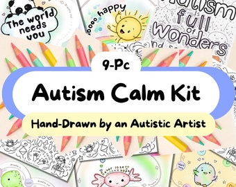 Autism Calm Kit, Calm Down Technique Flashcards, Autism Set, Coloring, Calm Corner, Counselor Tool, Mindful Breathing Card, Anxiety Relief