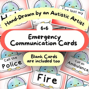 Noodcommunicatiekaarten, autismecommunicatie, non-verbale autistische kaarten, non-verbale kaarten, medische waarschuwingskaart, AAC-bord, pinguïnkaart