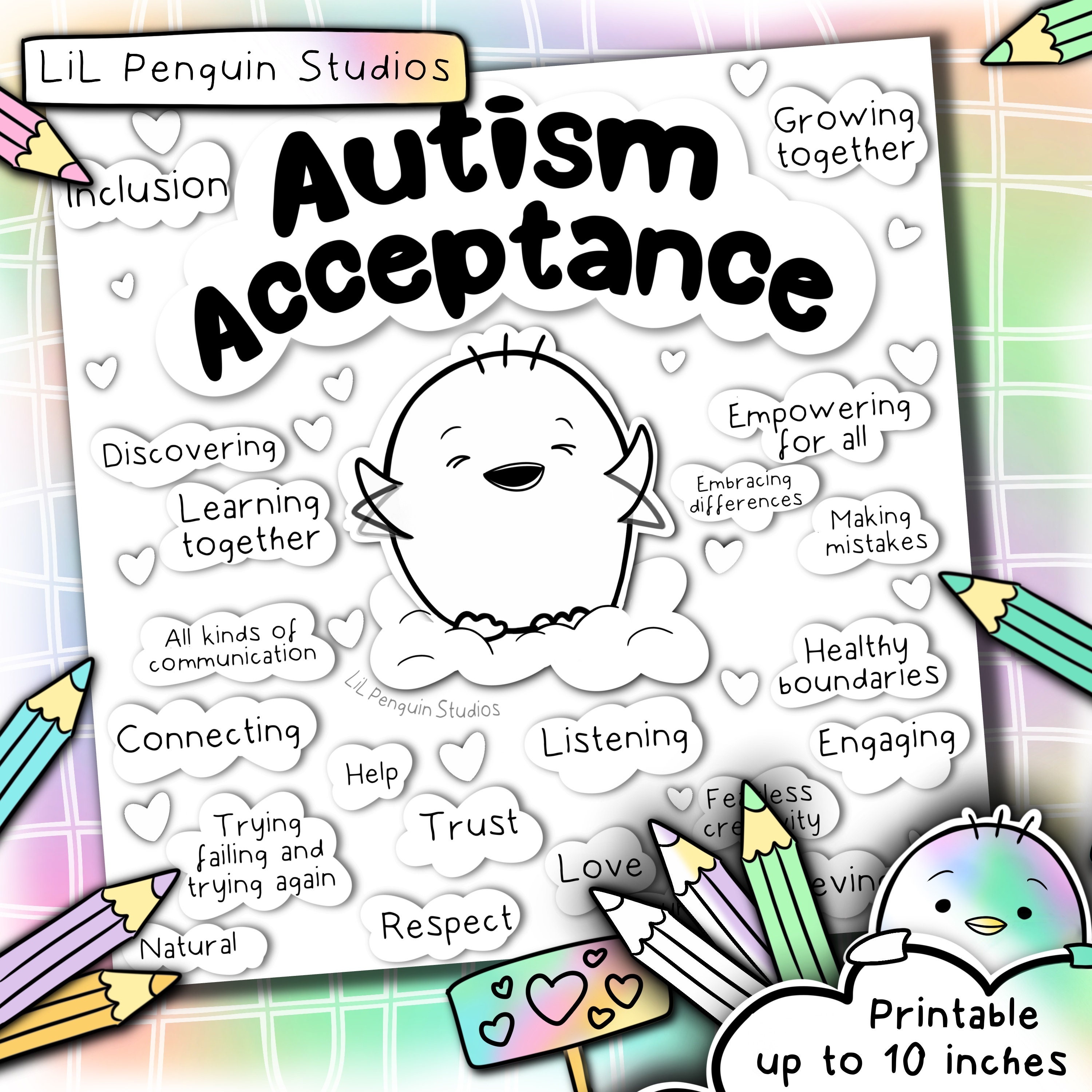 Autism Acceptance Coloring Sheet, Neurodivergent Colouring Poster