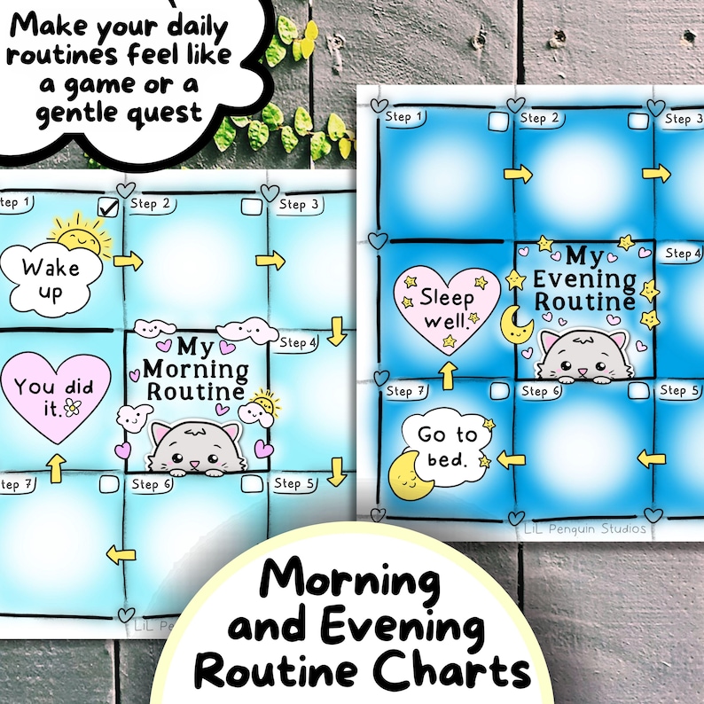 Cat Routine Schedule: Chart & Cards, Autistic Adult Visual Routine ...