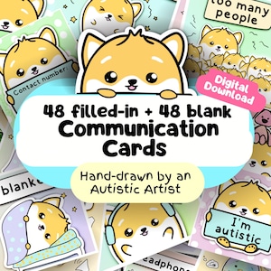 Communicatiekaarten voor volwassenen, non-verbale autismekit, ADHD-print, Autistische hulp, pdf verborgen handicap, afdrukbaar selectief mutisme, OC-tool