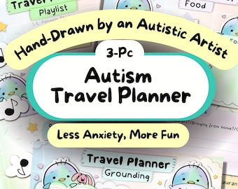 3-Pc Neurodivergent Planner for Traveling, Autism Planner, Autism Travel, Executive Function, Autistic Burnout, Autism Printable Visual Aids