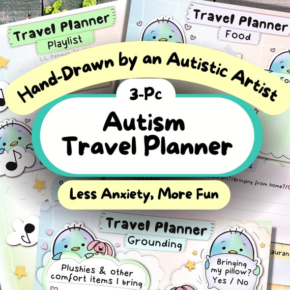 3-Pc Neurodivergent Planner for Traveling, Autism Planner, Autism Travel, Executive Function, Autistic Burnout, Autism Printable Visual Aids