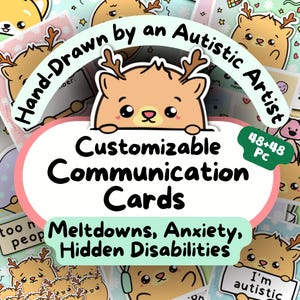 Communicatiekaarten rendierautisme, autistisch AAC-bord, non-verbale visuele signaalkaarten, zelfregulatiekit, copingvaardigheden, SPED SEL, Slp Pdf