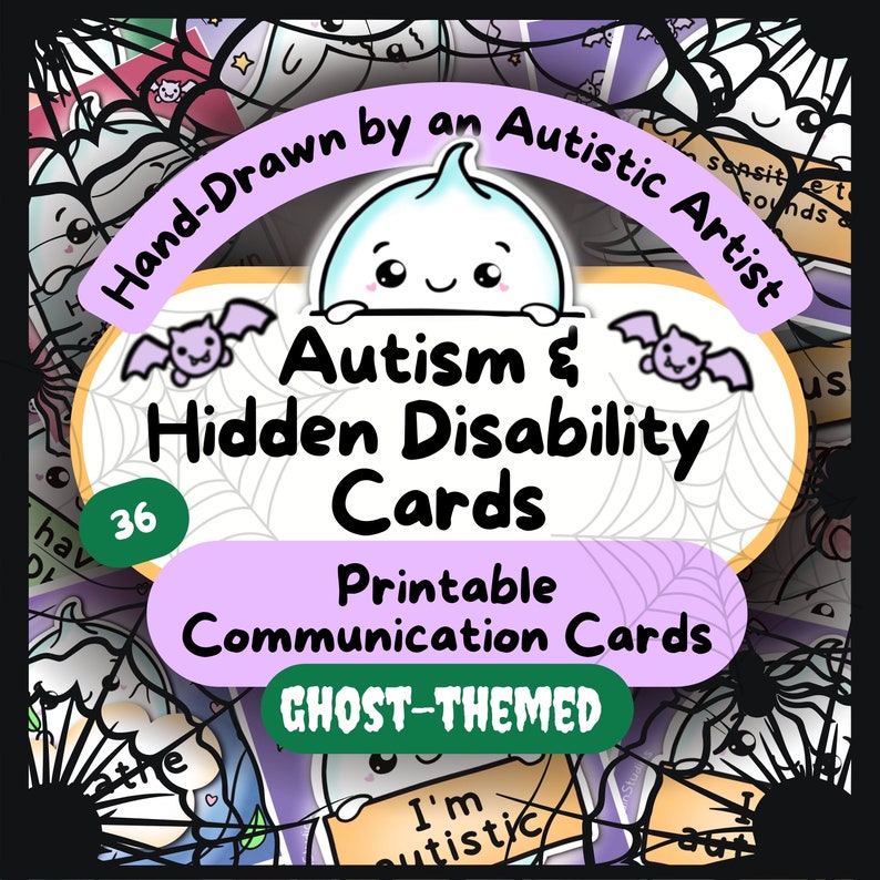 Ghost Hidden Disability Card Set, Autism Lanyard Non Verbal ...