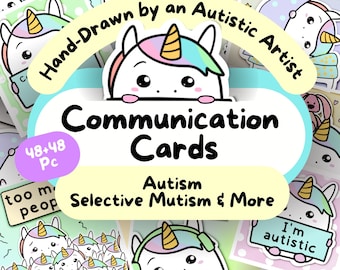 Unicorn Communication Cards, Autism Aid, Neurodivergent SLP Tool (PDF)