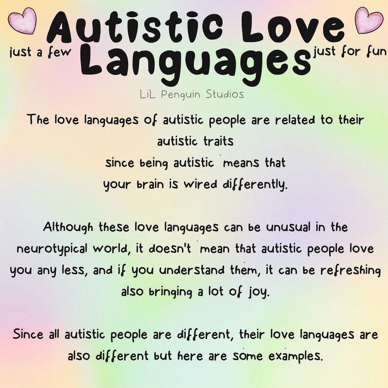 Autistic Love Languages Printable Bundle, Autism Zine, Neurodivergent ...