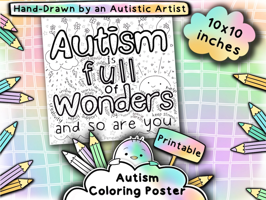 Autism Coloring Page, Autism Colouring Sheet, Coloring Poster, Autism