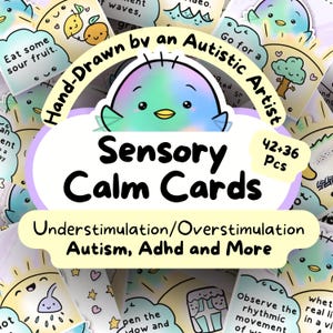 Cartões de atividades sensoriais, auxílio para subestimulação/superestimulação em casos de autismo e TDAH, presente de autocuidado para autistas, imprimível para professores de educação especial, kit calmante