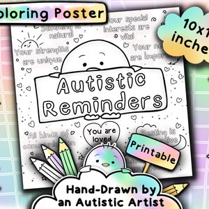 Printable Autism Colouring Page, Autistic Affirmations Digital Download, Neurodiversity Coloring Sheet, Neurodivergent Calming Activity PDF