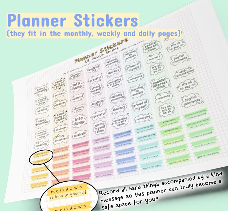 Autism Planner Sticker Bundle, Printable Autism Sticker Set, Digital Planner Stickers, Neurodiversity Journal Stickers, AuDHD Stickers, SPED image 4