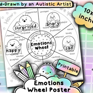 Emotions Wheel Coloring Poster, Feelings Wheel Kids Colouring Page, Emotions Poster Coloring Sheet, Teacher Resources, Classroom Activity