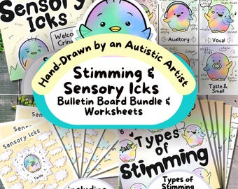 Sensory Sensitivities and Stimming Bundle: Bulletin Board, Neurodiversity Worksheets, OT Tools, Autism Poster, ADHD Zine, SEL, Special Ed