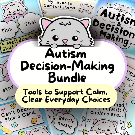 Autism Decision-Making Bundle, Visual Choice Boards, Autistic Kids Executive Functioning Chart, Cards for Overwhelm, Adult Meltdown Support