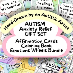 Conjunto de regalos para el autismo, Tarjetas para aliviar la ansiedad, Libro para colorear autista, Cartel de la rueda de emociones, Hoja de trabajo autista, Regalo de Navidad para el autismo, Actividad para el autismo