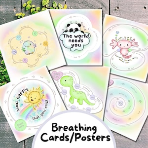 Mindful Breathing Cards for Kids/ Adults, Autism ADHD Anxiety Relief ...