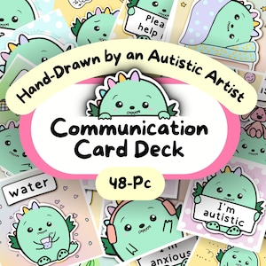 Dino-communicatiekaarten autisme, hulpmiddel autisme, kernsmelting AAC, SLP afdrukbaar, neurodivergente sleutelhanger voor volwassenen, non-verbaal visueel hulpmiddel ASS