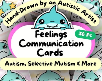 Shark Communication Cards: Autistic Adult Emotions Flashcards, Feelings List, Autism Digital Products, Nonverbal Visual Tool, Children AAC
