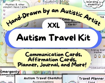Autism Travel Bundle, Autism Traveling List, Autism Travel Card, Communication Cards, Vacation Journal, Grounding Techniques, Food Planner