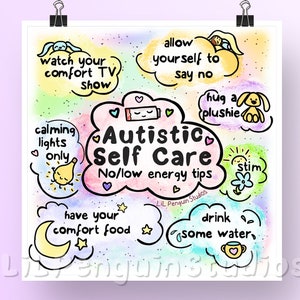 PRINTABLE Autistic Self Care Poster, Autism Digital Download Art, Neurodiversity PDF Wall Art, Autism Print PDF, Neurodivergent Home Decor