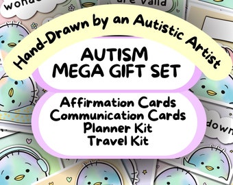 AUTISM Gift Set, Communication Cards, Autism Planner/ Journal, Autism Stickers, Autism Travel, Affirmation Card Set, Autistic Christmas Gift
