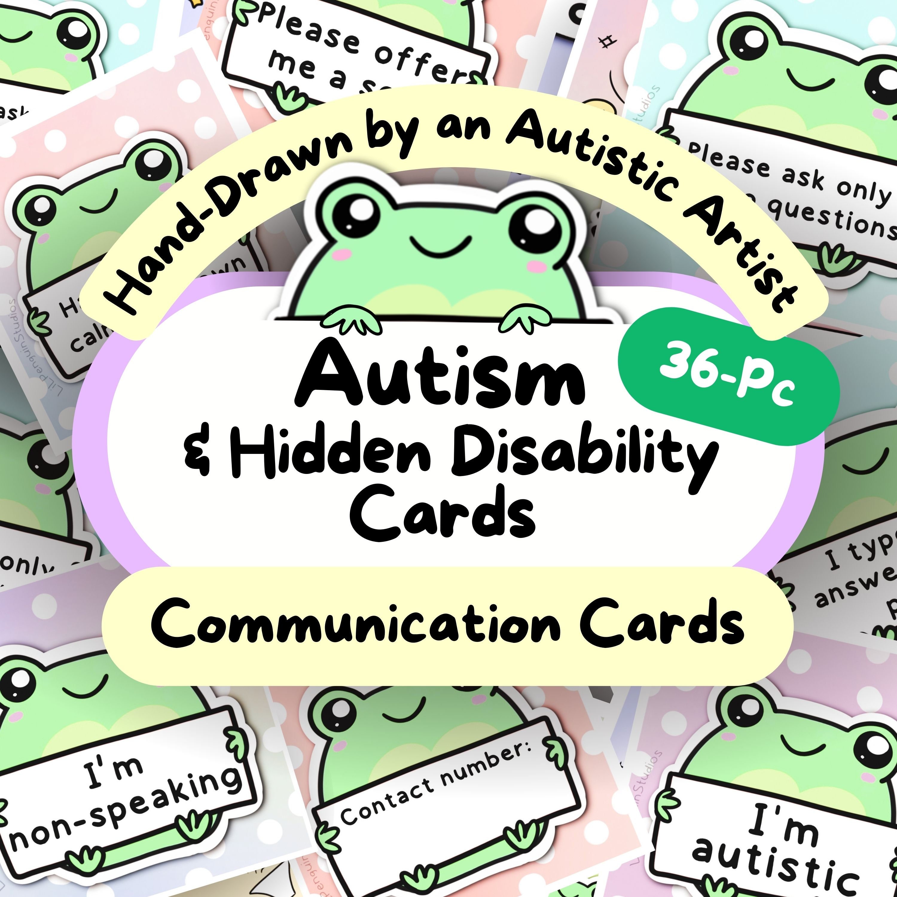 Frog Neurodivergent Cards for Disability Lanyard, Autistic Adult ...