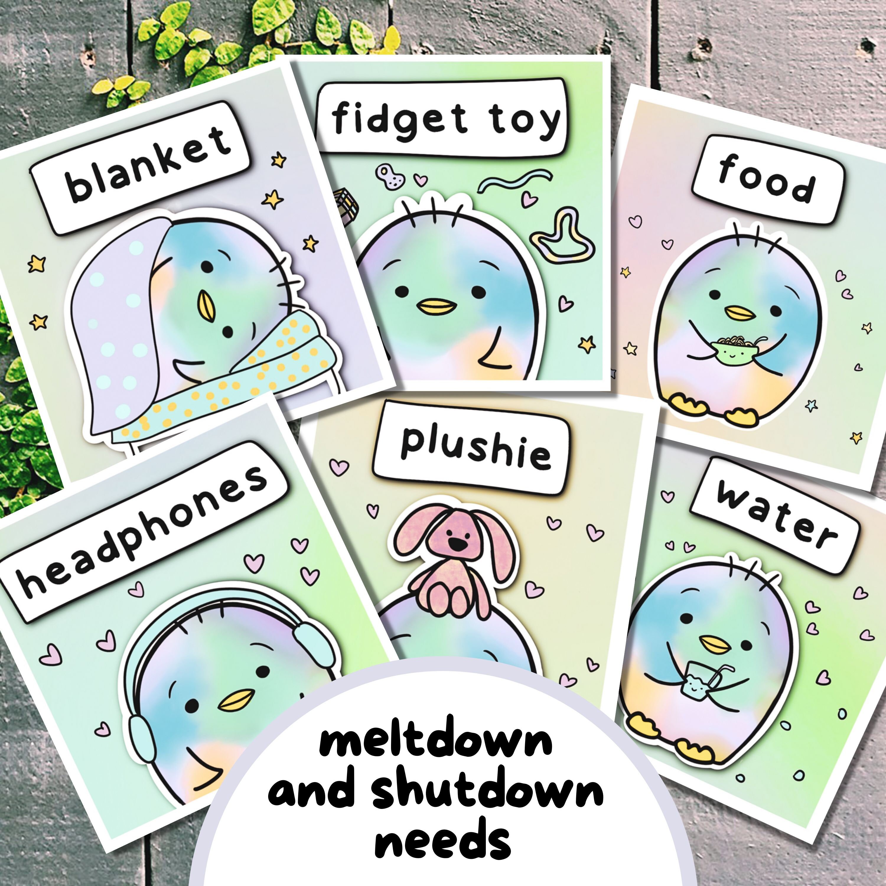 24 Communication Cards for Meltdowns, Selective Mutism Cards, Cute ...