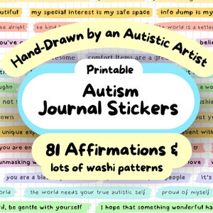 Adesivi per pianificatore di autismo, adesivi per autismo stampabili, adesivi per diario sull&#39;autismo, adesivi per neurodiversità, adesivi neurodivergenti, PDF per la cura di sé